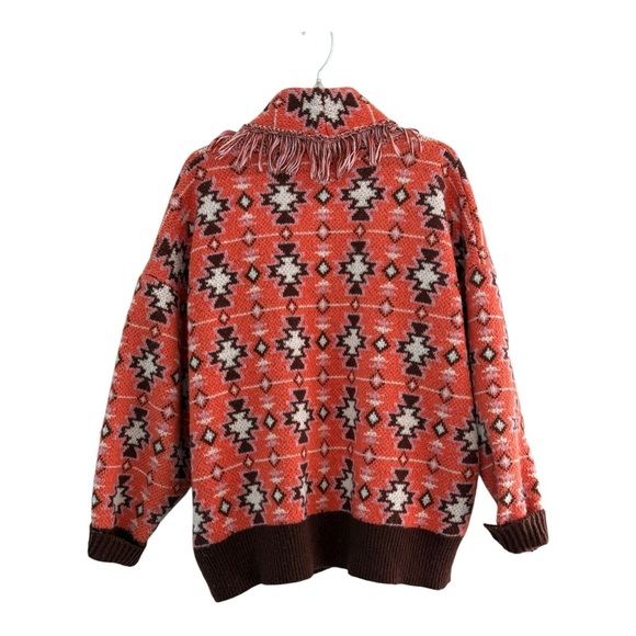 Grace + Karma Button Up Knit Cardigan Sweater Fringe Size 2X Aztec Southwestern - Picture 2 of 9